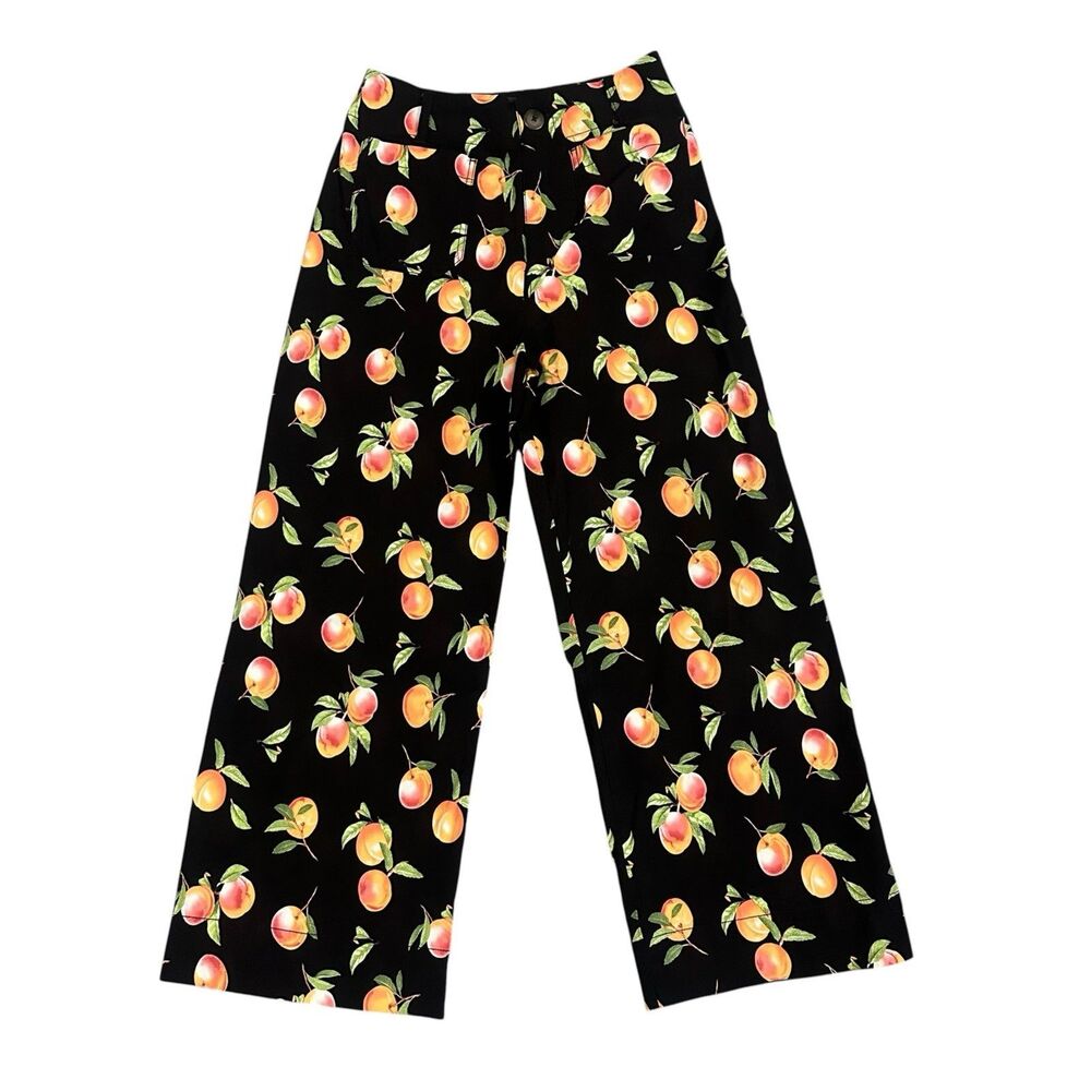 Maeve by Anthropologie The Colette Peach Print Wide Leg Pants Whimsical Size 26